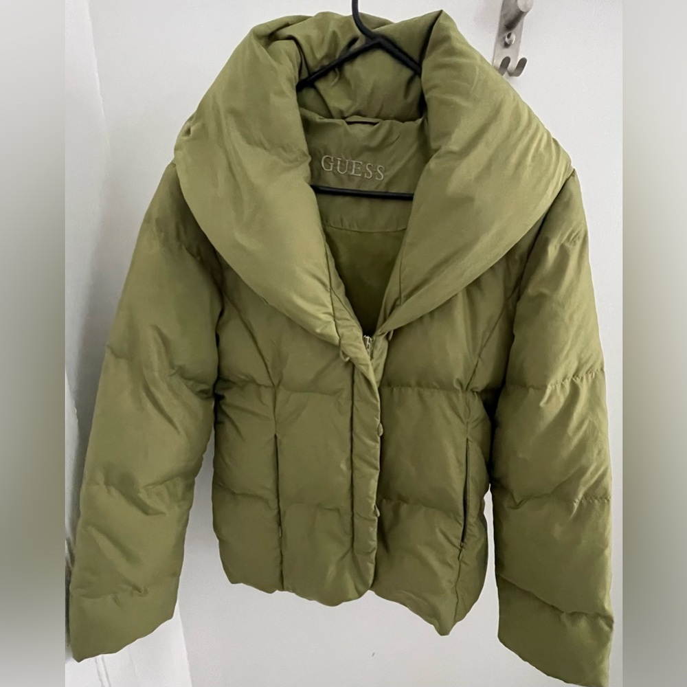 Green Women Puffy Jacket